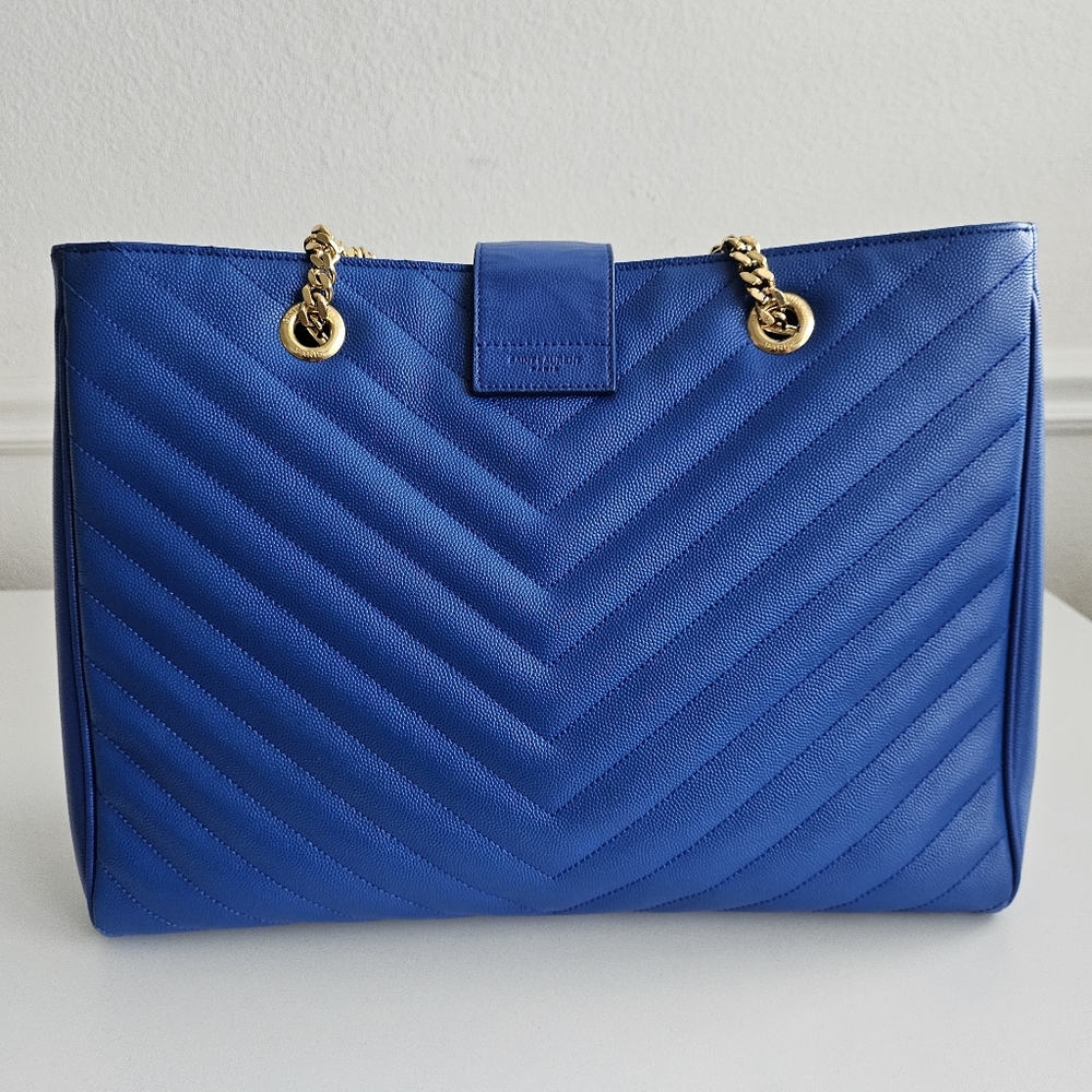 Yves Saint Laurent Blue Quilted Tote - Picture 3 of 15